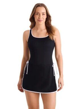 ShapeSolver Sport Spa Swimdress – Black/White – Size 12 – New with Tag